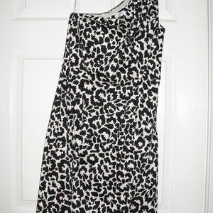 Calvin Klein Black & White Animal Print Sheath One Shoulder Dress  Size 8